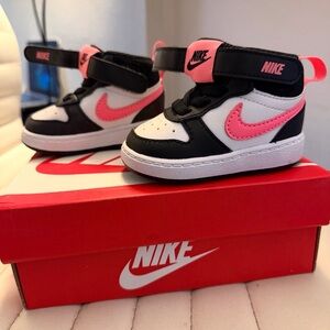 Nike Kids Sneakers - Black, Pink, and White